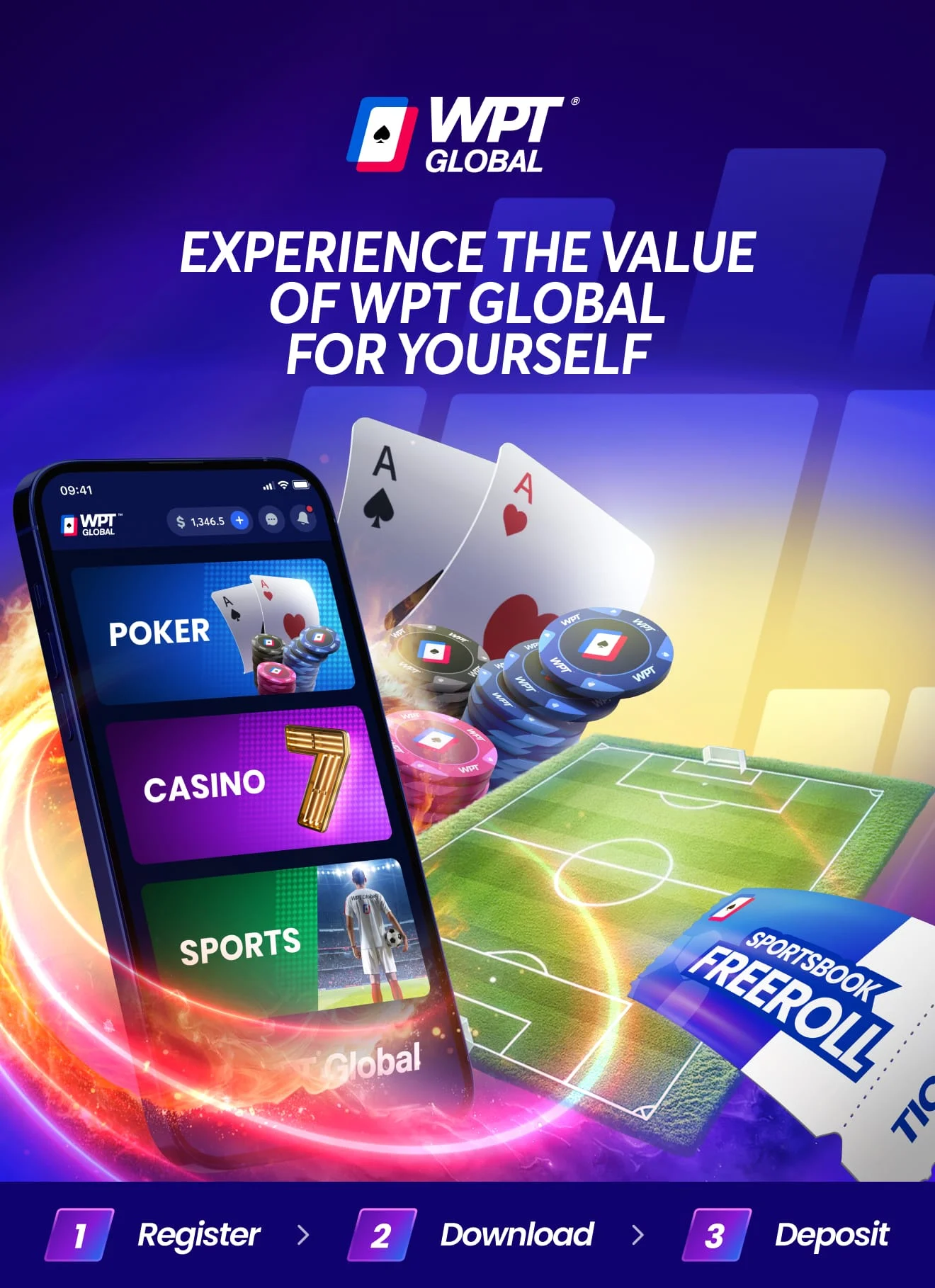 WPT Global Android 客户端手机界面